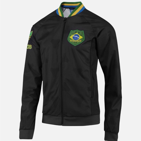 adidas Retro Brazil Brasil TT Track Top Soccer Jacket Black Men Large - Picture 1 of 5